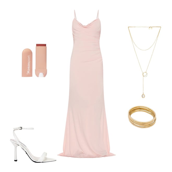 Revolve Clothing Blush Tie D サイズS Bardot Rome Diamonte Slip Dress in Blush Pink | REVOLVE