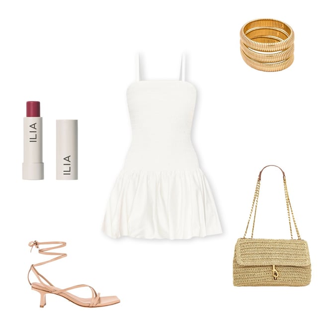 【Alice+Olivia】ARDEN ドロップウエスト ミニ丈 バブルドレス Arden Drop Waist Mini Dress In Off White | Alice + Olivia