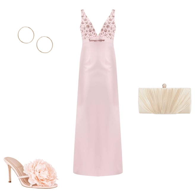 Mac Duggal V-Neck Beaded Bodice Crepe Aline Gown | Dillard's