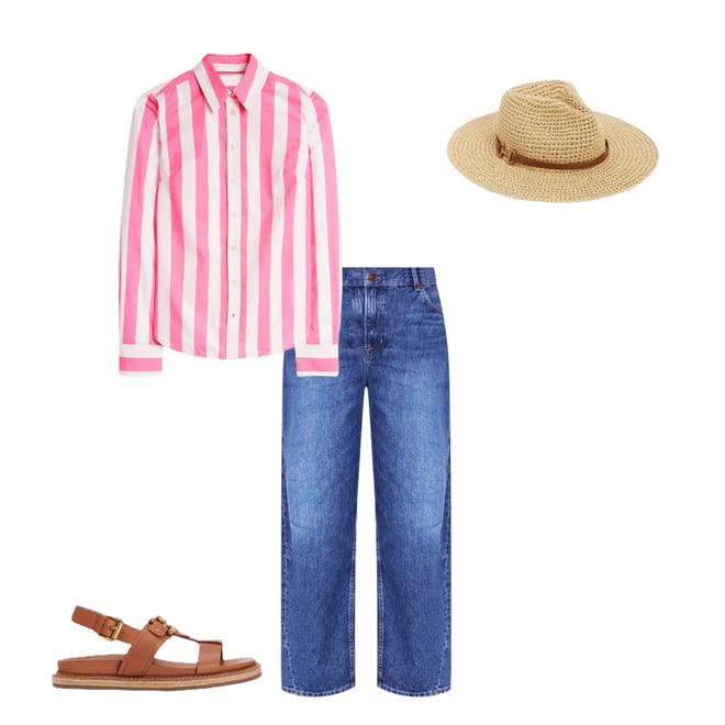 6th bundle featuring 3 items which compliment Sienna Cotton Shirt-Pink Rose Wide Stripe