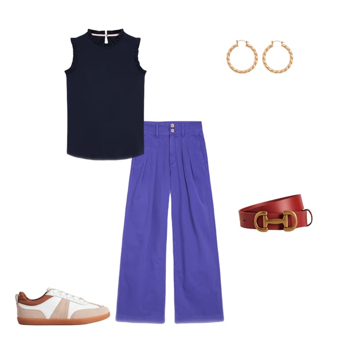 Supersoft Frill Detail Vest-Navy | Boden USA
