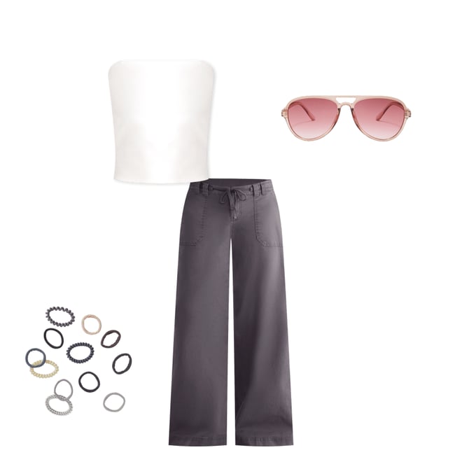 Low-Rise Twill Wide Leg Pants
