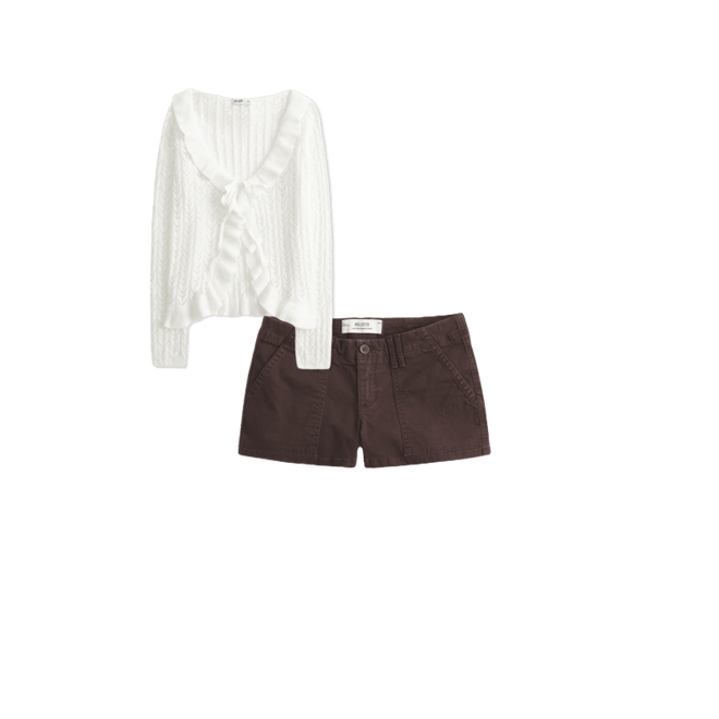 Low-Rise Twill Shortie Shorts