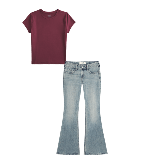 Low-Rise Light Wash Angel Wings Flare Jeans