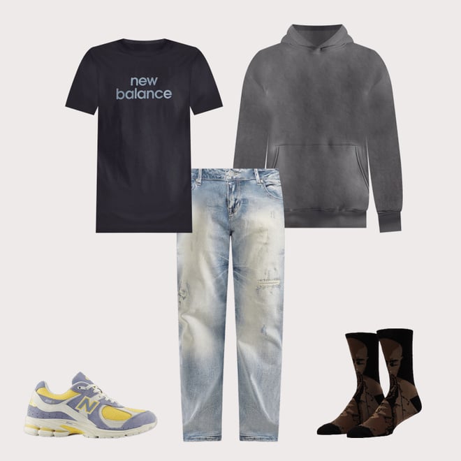 Smoke Rise Wave Effect Straight Denim Jeans