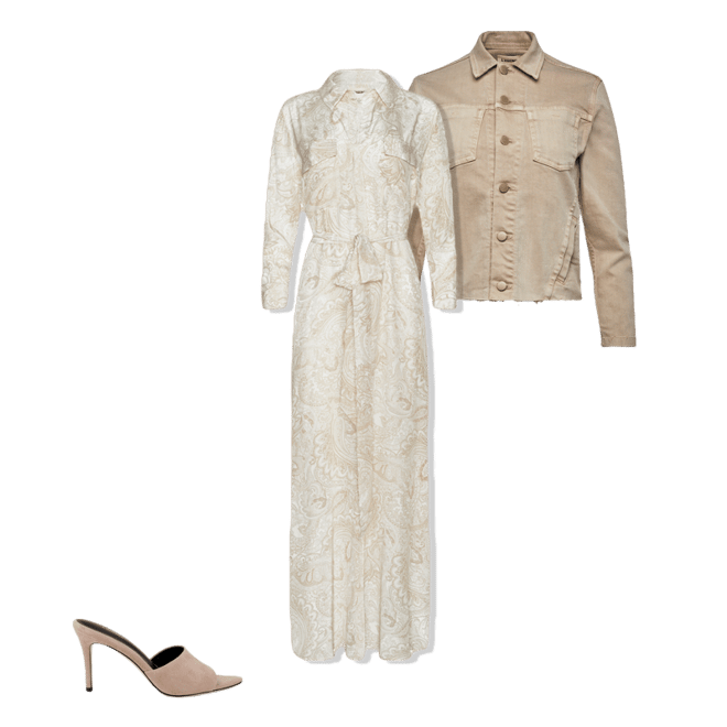 l'agence cameron silk shirt dress L'AGENCE Cameron Silk Shirt Dress In Vintage White Tonal Paisley