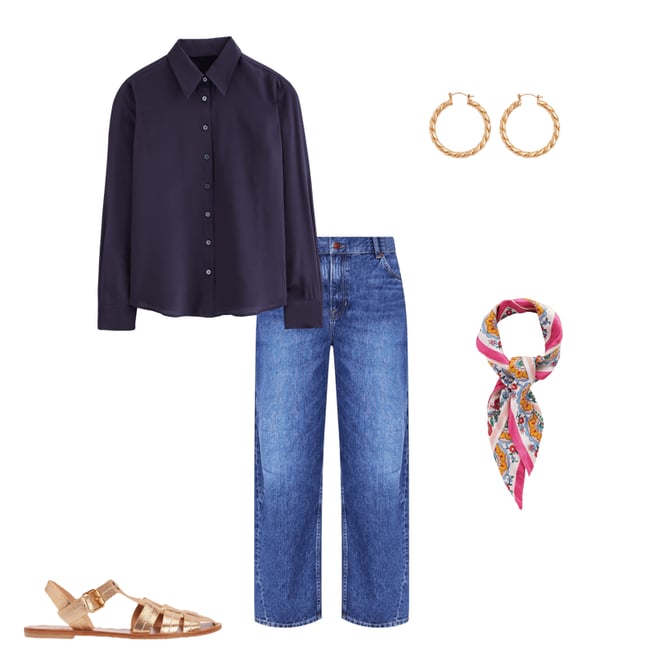 1st bundle featuring 4 items which compliment Sienna Silk Shirt-Navy