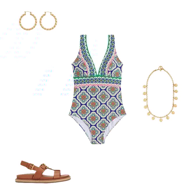 1st bundle featuring 3 items which compliment Porto V-Neck Swimsuit-Bright Blue, Botanic Blush