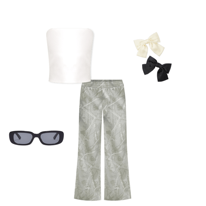 Forest Camo Mid-Rise Wide Leg Sweatpants