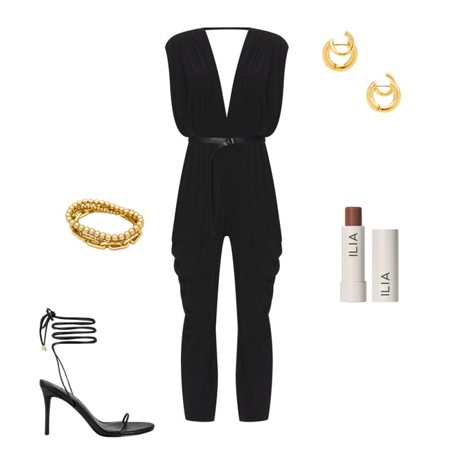 2nd bundle featuring 4 items which compliment Square Sleeve Waterfall Jumpsuit