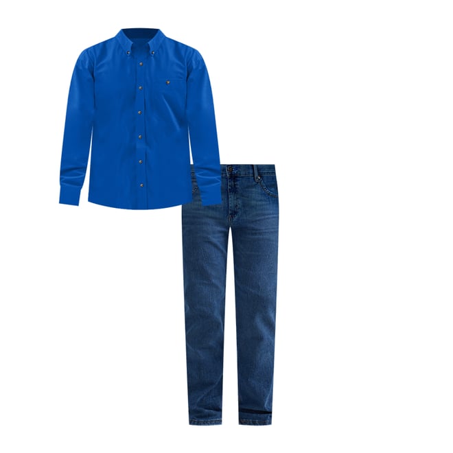 Men's George Strait & Wrangler® National Patriot™ Button Down Solid Shirt in Royal Blue