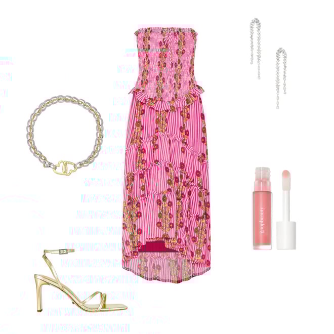 Free People Alejandra Midi Dress in Hot Pink Combo | REVOLVE