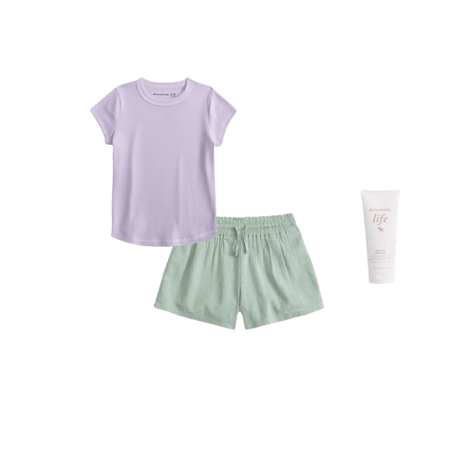 linen-blend pull-on shorts
