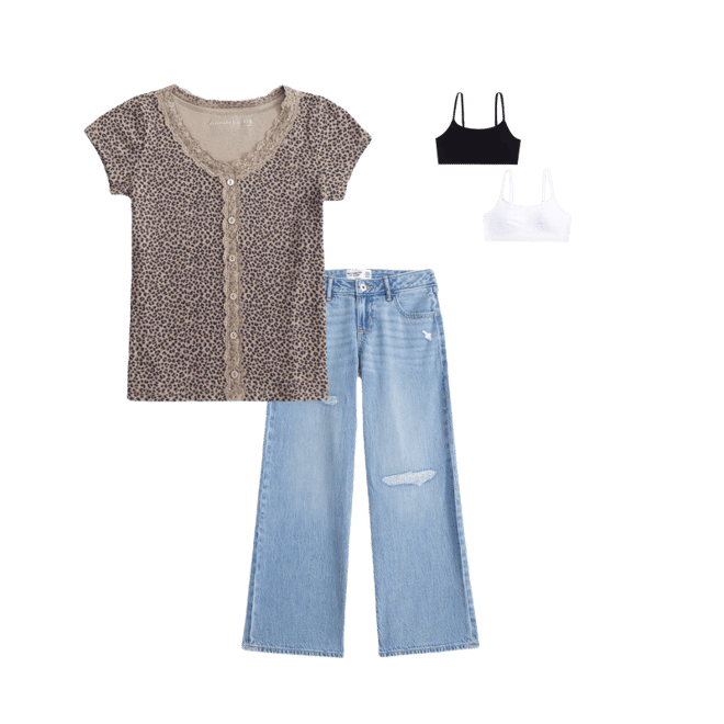 lace-trim button-through tee