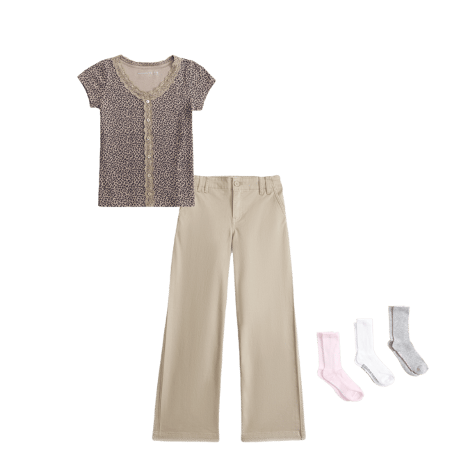 lace-trim button-through tee