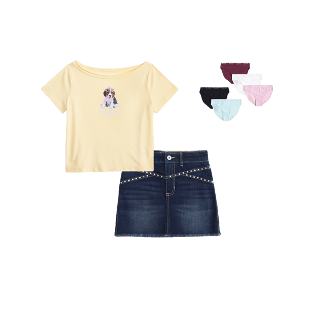 beaded denim mini skort