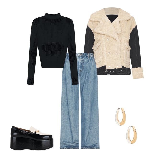 3rd bundle featuring 4 items which compliment Double Pleated Wide Leg Jeans