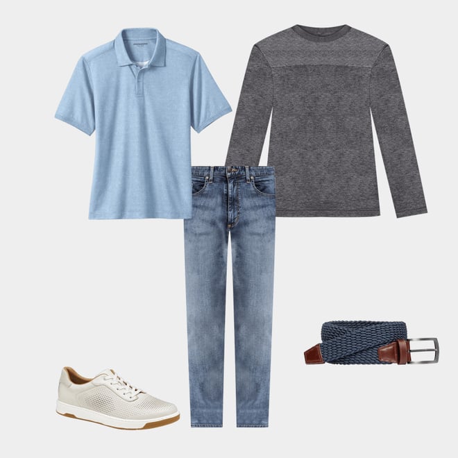 1st bundle featuring 4 items which compliment Textured Print Polo