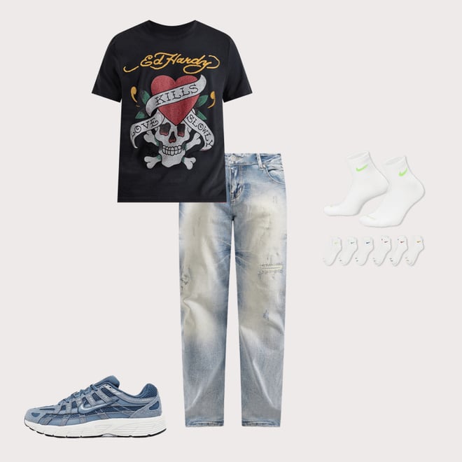 Smoke Rise Wave Effect Straight Denim Jeans
