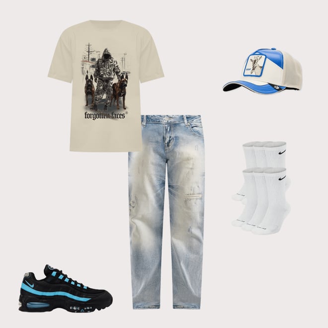 Smoke Rise Wave Effect Straight Denim Jeans