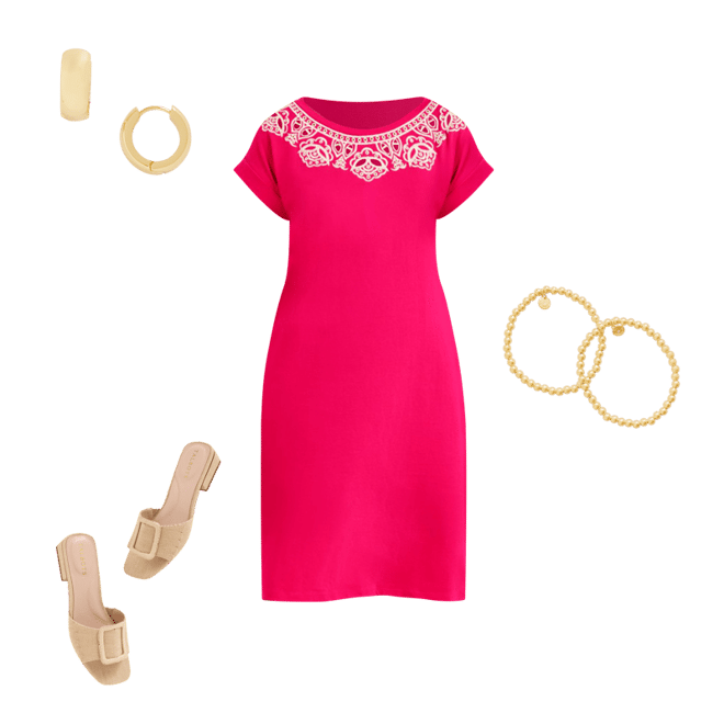 Embroidered Shift Dress | Talbots