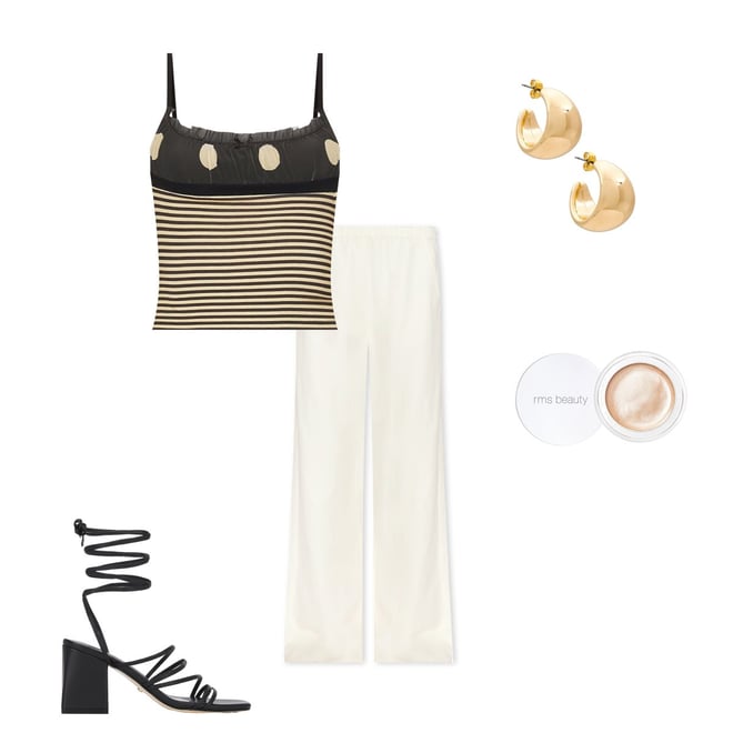 Jaded London Stripe Ruched Top in Polka Dot | REVOLVE