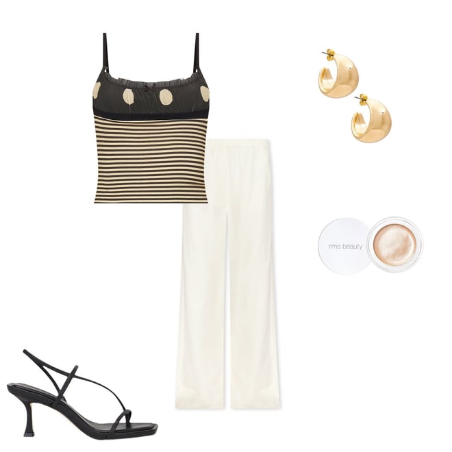 Jaded London Stripe Ruched Top in Polka Dot | REVOLVE