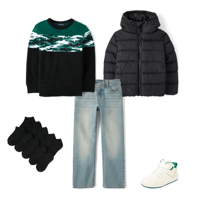 5th bundle featuring 4 items which compliment Boys Contrast Cuff Mid Top Sneakers