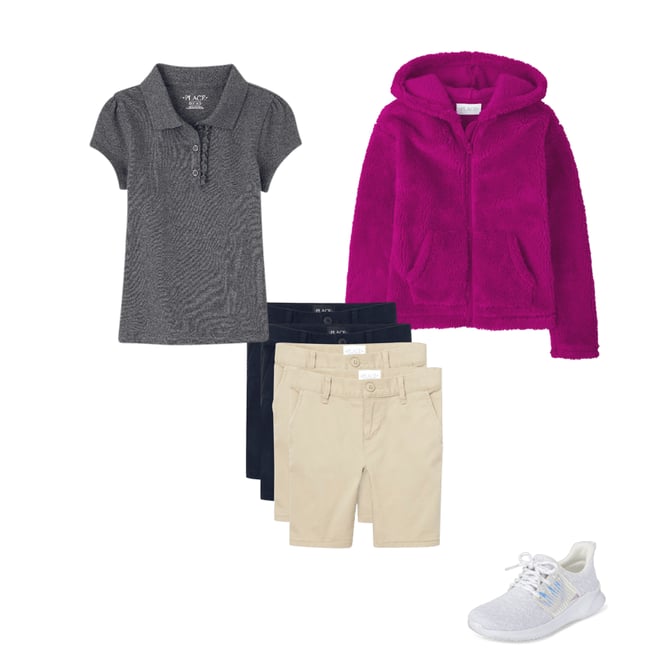 1st bundle featuring 3 items which compliment Girls Uniform Stretch Chino Shorts 4-Pack