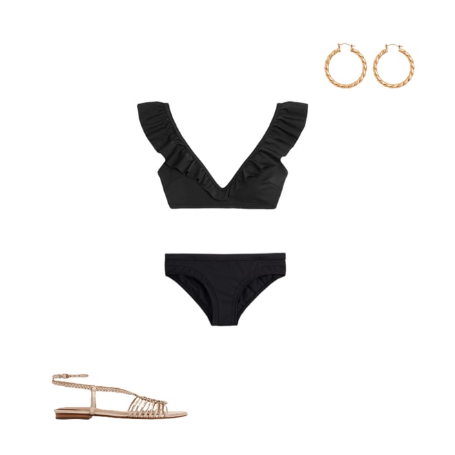 1st bundle featuring 3 items which compliment Evia Ruffle Bikini Top-Black