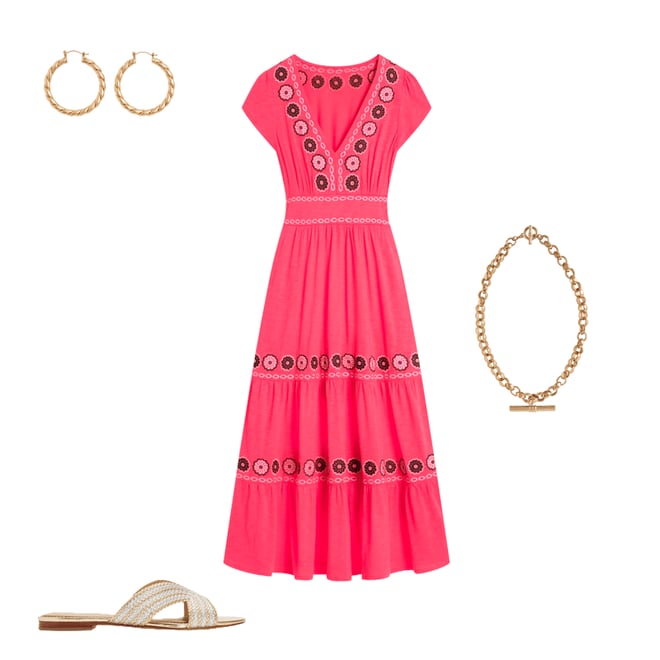 1st bundle featuring 3 items which compliment Eloise Embroidered Midi Dress-Camelia Pink