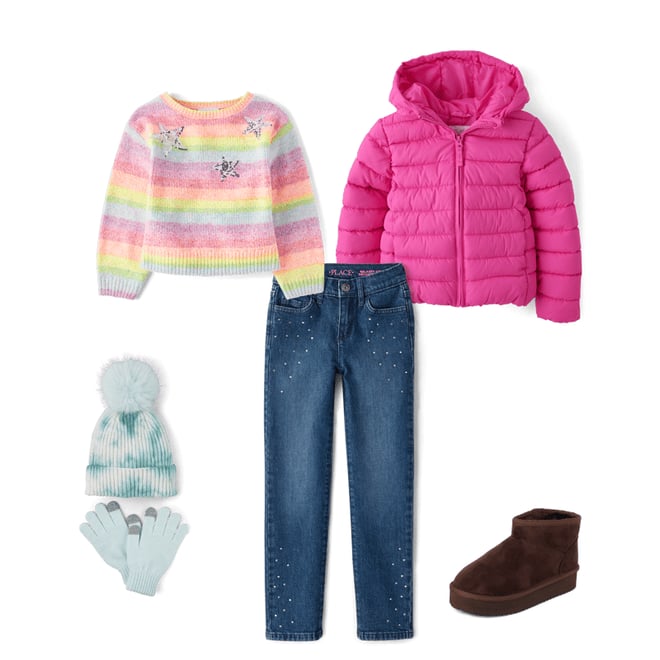 4th bundle featuring 4 items which compliment Girls Hooded Puffer Jacket