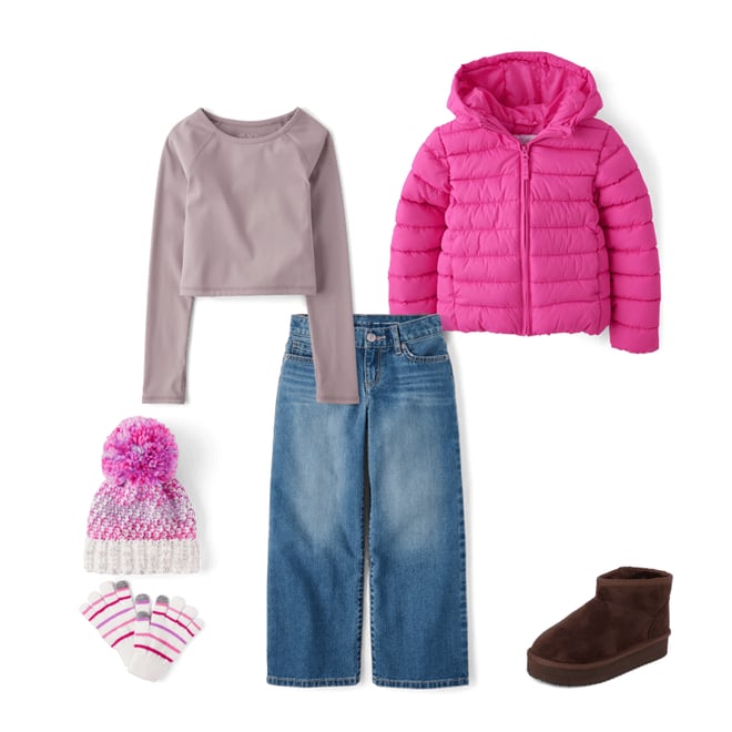 2nd bundle featuring 4 items which compliment Girls Hooded Puffer Jacket