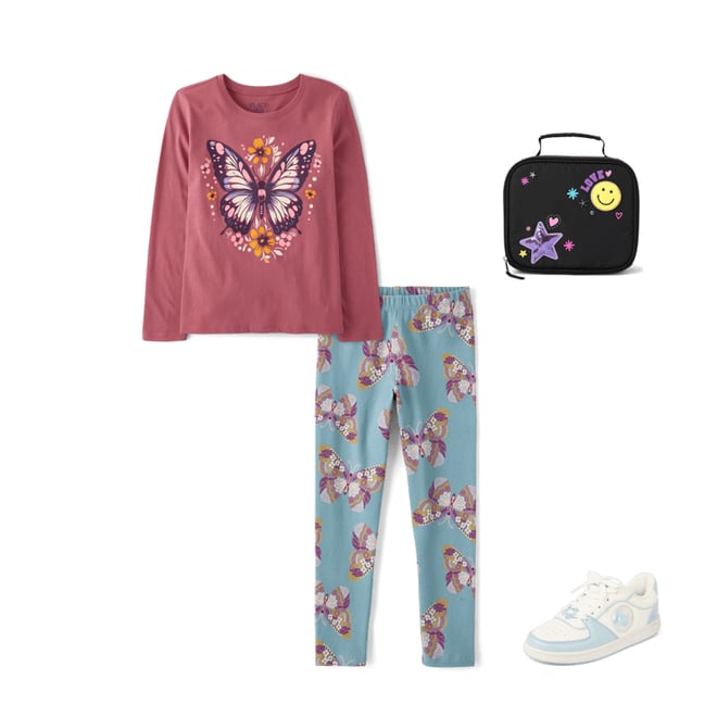3rd bundle featuring 3 items which compliment Girls Floral Butterfly Graphic Tee
