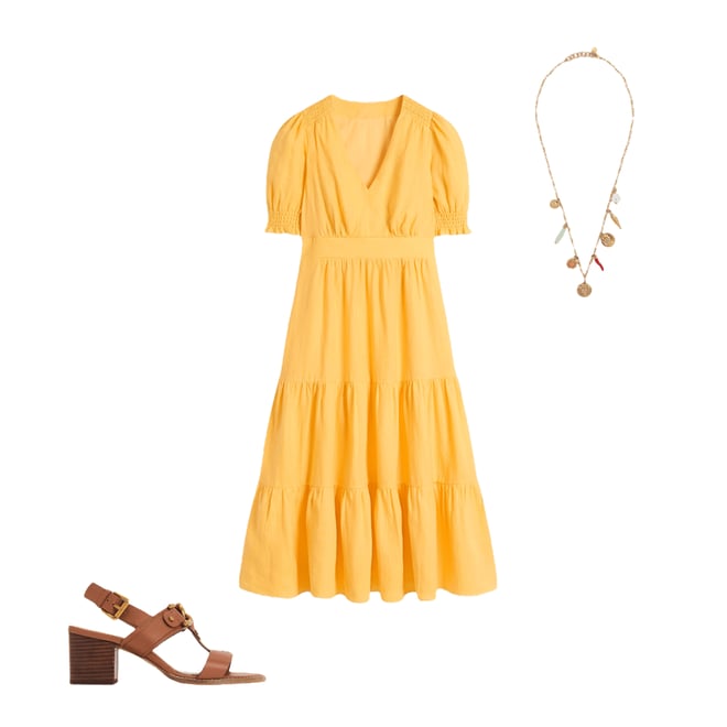 4th bundle featuring 2 items which compliment Anna Linen Tiered Midi Dress-Buttermilk Yellow