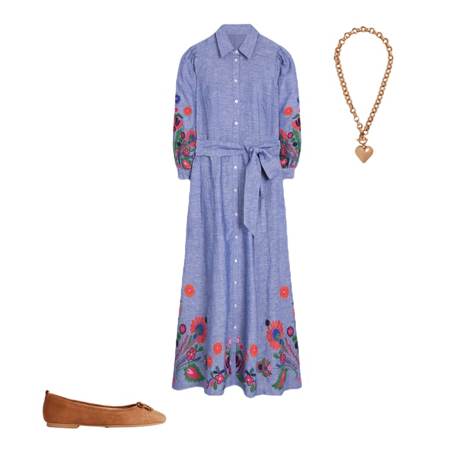 3rd bundle featuring 2 items which compliment Clara Linen Blend Shirt Dress-Blue Chambray, Embroidered