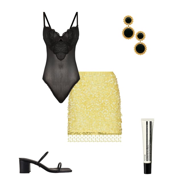 house on the hill＊Bodysuit (Black) Darker Wavs Strappy Cut Out Spandex Mesh Bodysuit - Black