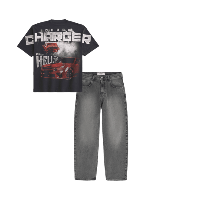 Boxy Heavyweight Dodge Charger Hellcat Graphic Tee