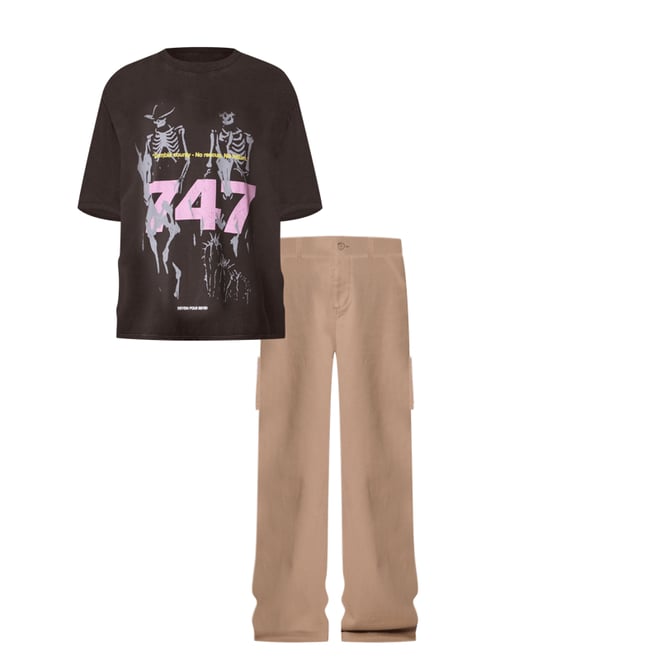 MNML 747 ゾンビ カントリー プリント Tシャツ 送料/関税込 747 Printed Tee - Washed Black | mnml | shop now