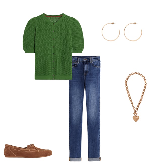 2nd bundle featuring 4 items which compliment Dot Pointelle Cardigan-Iguana Green