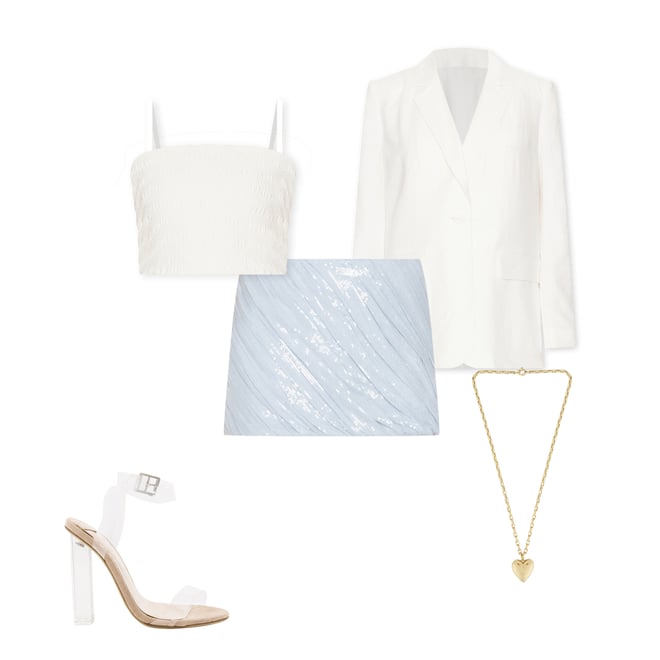 1st bundle featuring 4 items which compliment Draped Sequin Mini Skirt