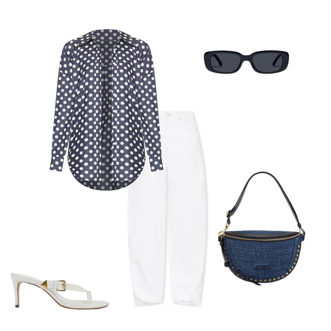 3rd bundle featuring 4 items which compliment Dolly Dot Denim Button-down Top