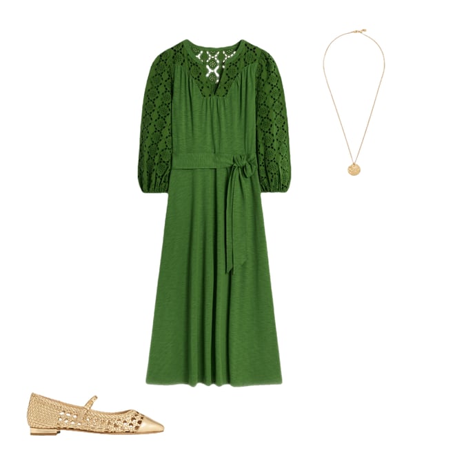1st bundle featuring 2 items which compliment Eden Broderie Jersey Dress-Promenade Green