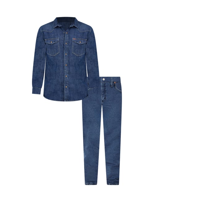Men's Denim Western Snap Shirt in Dark Wash