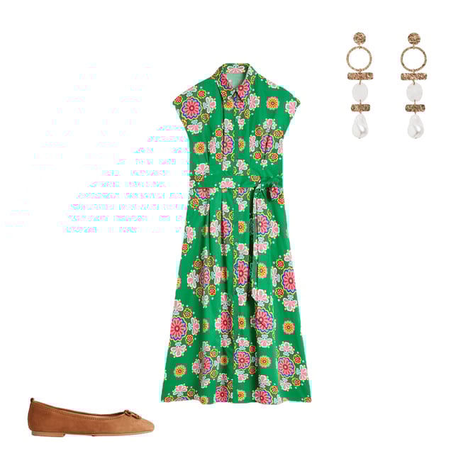 3rd bundle featuring 2 items which compliment Rachel Cotton Midi Shirt Dress-Rich Emerald, Meadow Posy