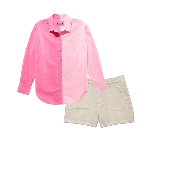 1st bundle featuring 1 items which compliment  Savona Oversized Shirt - Pink Combo
