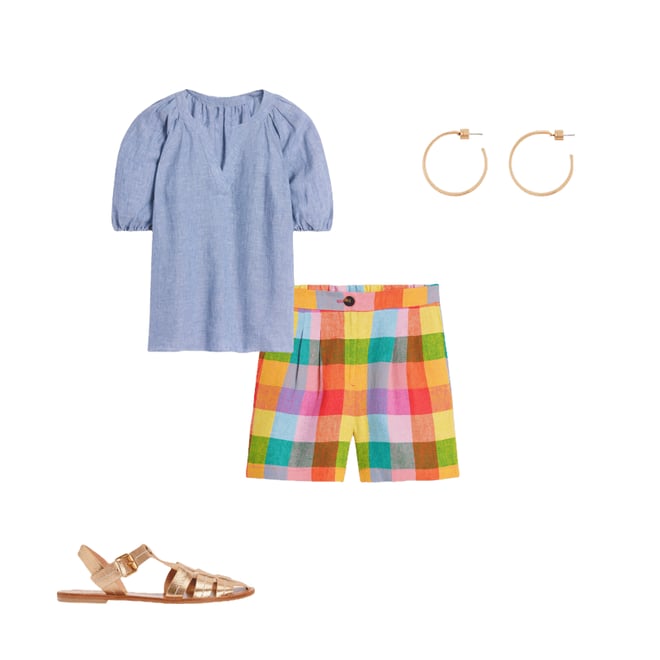 1st bundle featuring 3 items which compliment Dulwich Linen Shorts, Rainbow Multigingham