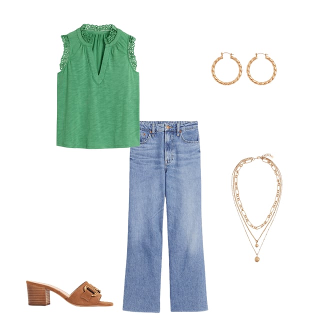 1st bundle featuring 4 items which compliment Aria Broderie Trim Vest-Aloe Green