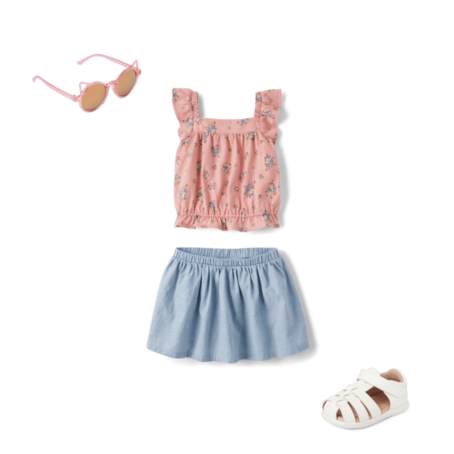 Toddler Girls Sleeveless Floral Tank Top And Skort 2-Piece