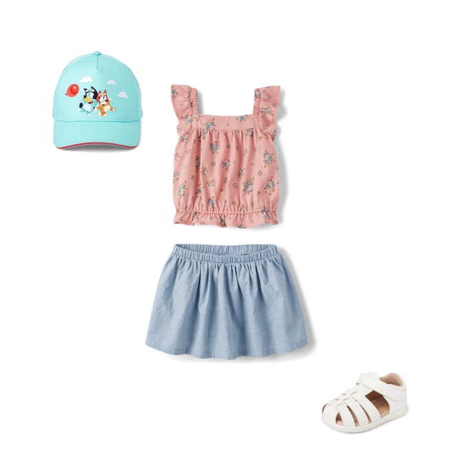 トップス son and daughter setup Toddler Girls Sleeveless Floral Tank Top And Skort 2-Piece